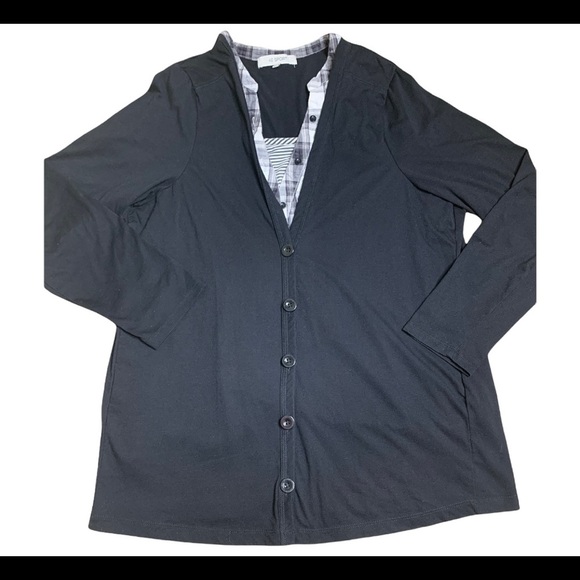 REITMANS AE Sport 3 In 1 Button Front Peekaboo Twofer Top Plaid/Black Size 2X - Picture 7 of 10